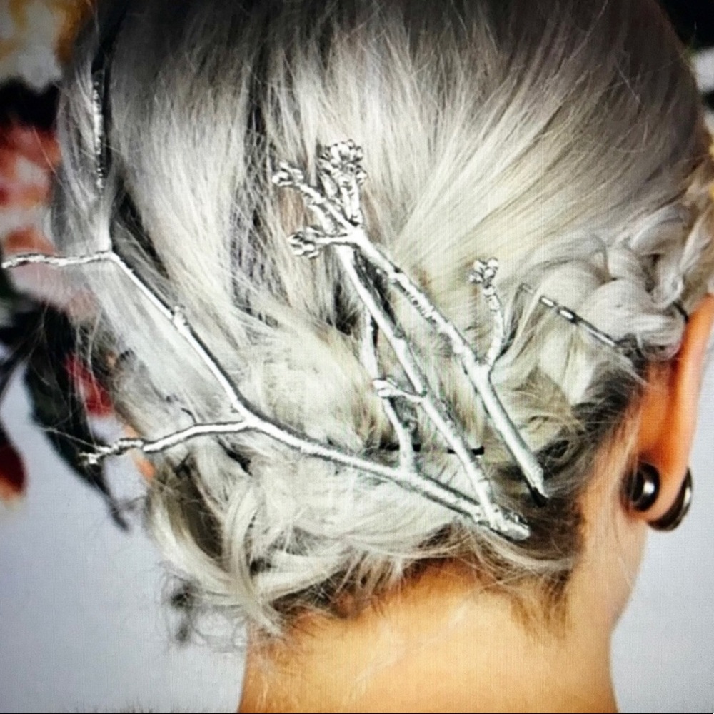 Branch Hair Twig clip pin in silver or gold